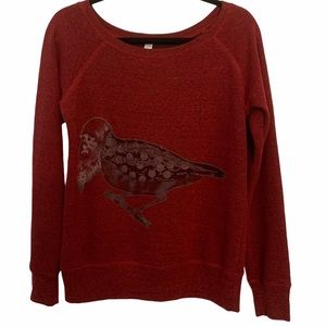 Bella Burgundy Skull Head Bird Sweatshirt Size S